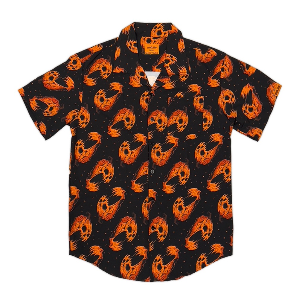 Seventh Ink Screaming Pumpkin Button Down Men’s shirt M